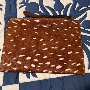 Michael Kors Brown and White Wristlet